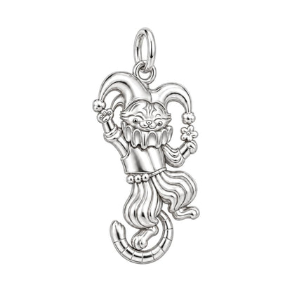Jester Cat Charm Bracelet – Personalized Cat Mom Gift – silver charm, front view