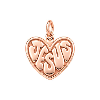Jesus Heart Charm Bracelet – Personalized Christian Gift – rose gold charm, front view