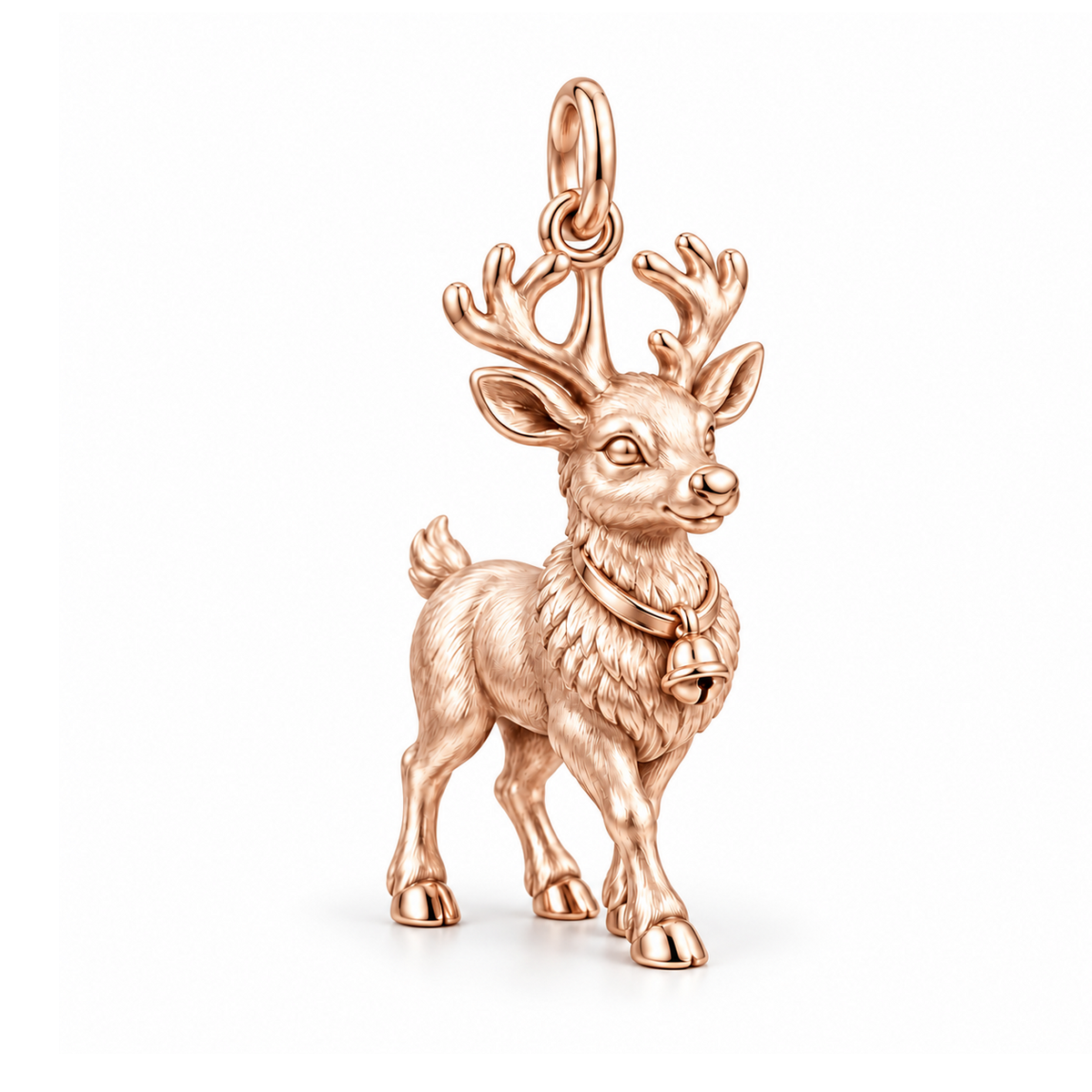 Jingle Bell Reindeer Charm — Rose Gold | charm-topics-remaining-444-2026-09-14 | topic-150