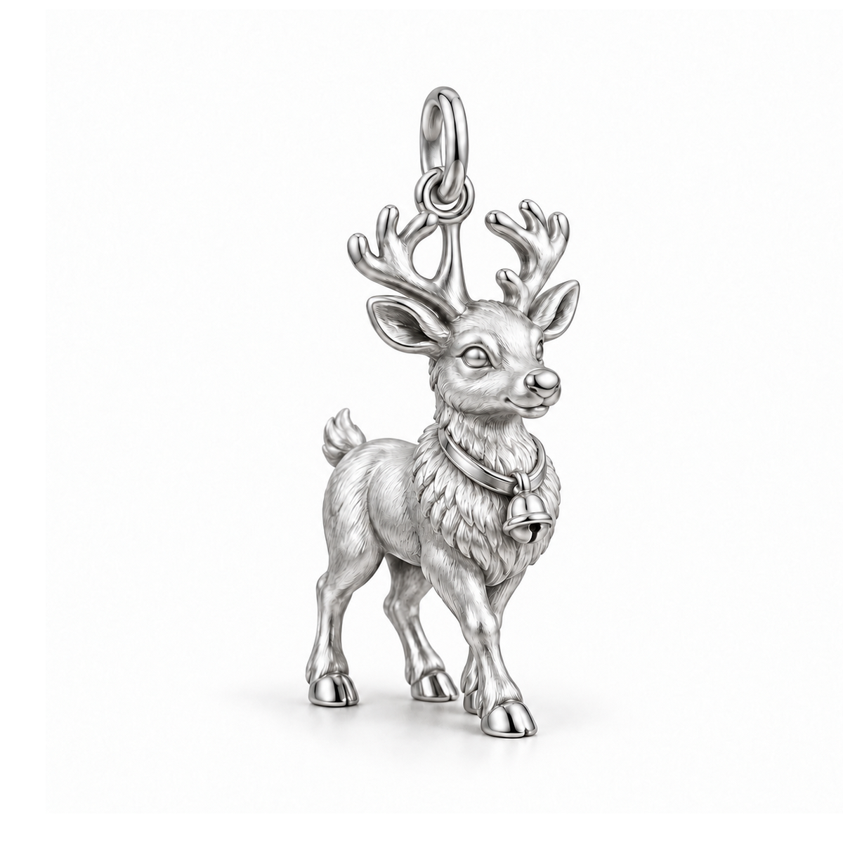 Jingle Bell Reindeer Charm — Silver | charm-topics-remaining-444-2026-09-14 | topic-150