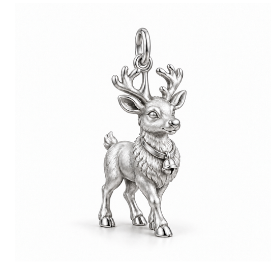 Jingle Bell Reindeer Charm — Silver | charm-topics-remaining-444-2026-09-14 | topic-150