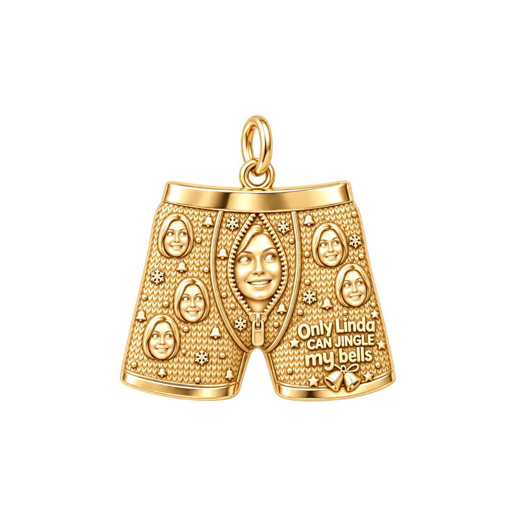 Jingle My Bells Boxer Charm Bracelet – Personalized Couple Gift – 18K gold plated 3 cm charm, front view