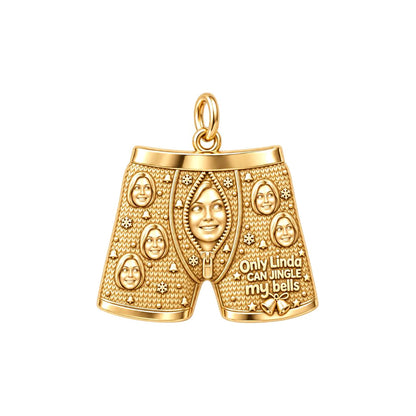 Jingle My Bells Boxer Charm Bracelet – Personalized Couple Gift – 18K gold plated 3 cm charm, front view