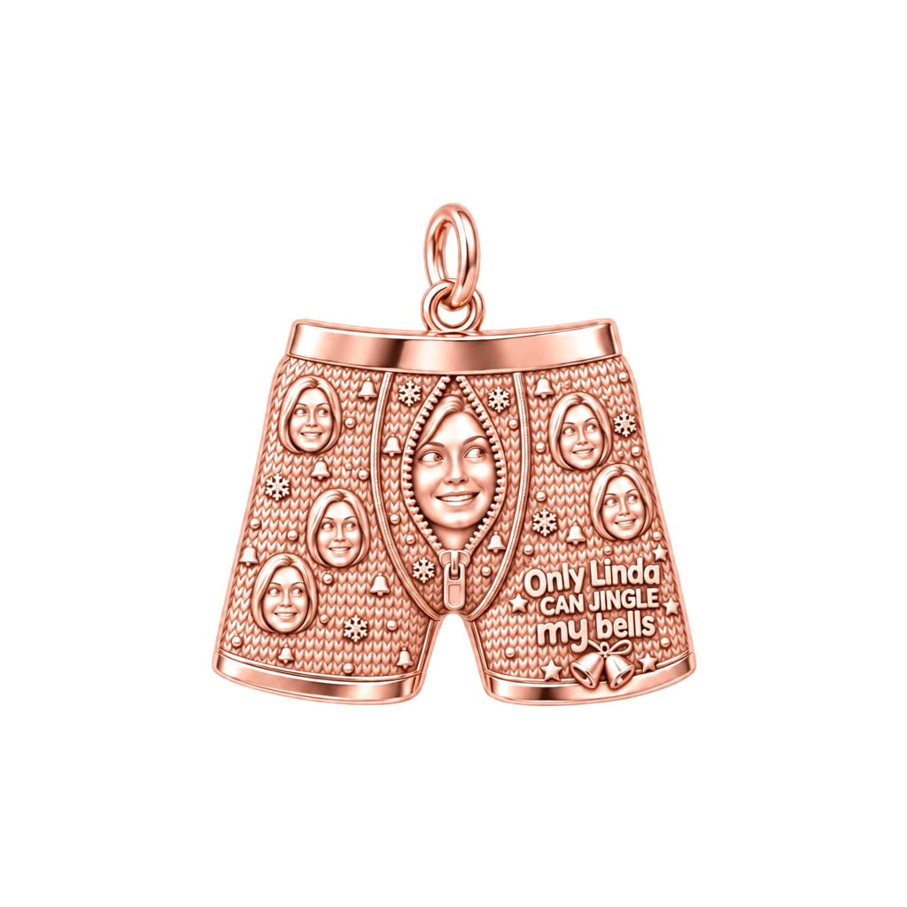 Jingle My Bells Boxer Charm Bracelet – Personalized Couple Gift – rose gold 3 cm charm, front view