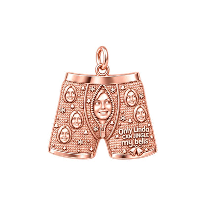 Jingle My Bells Boxer Charm Bracelet – Personalized Couple Gift – rose gold 3 cm charm, front view