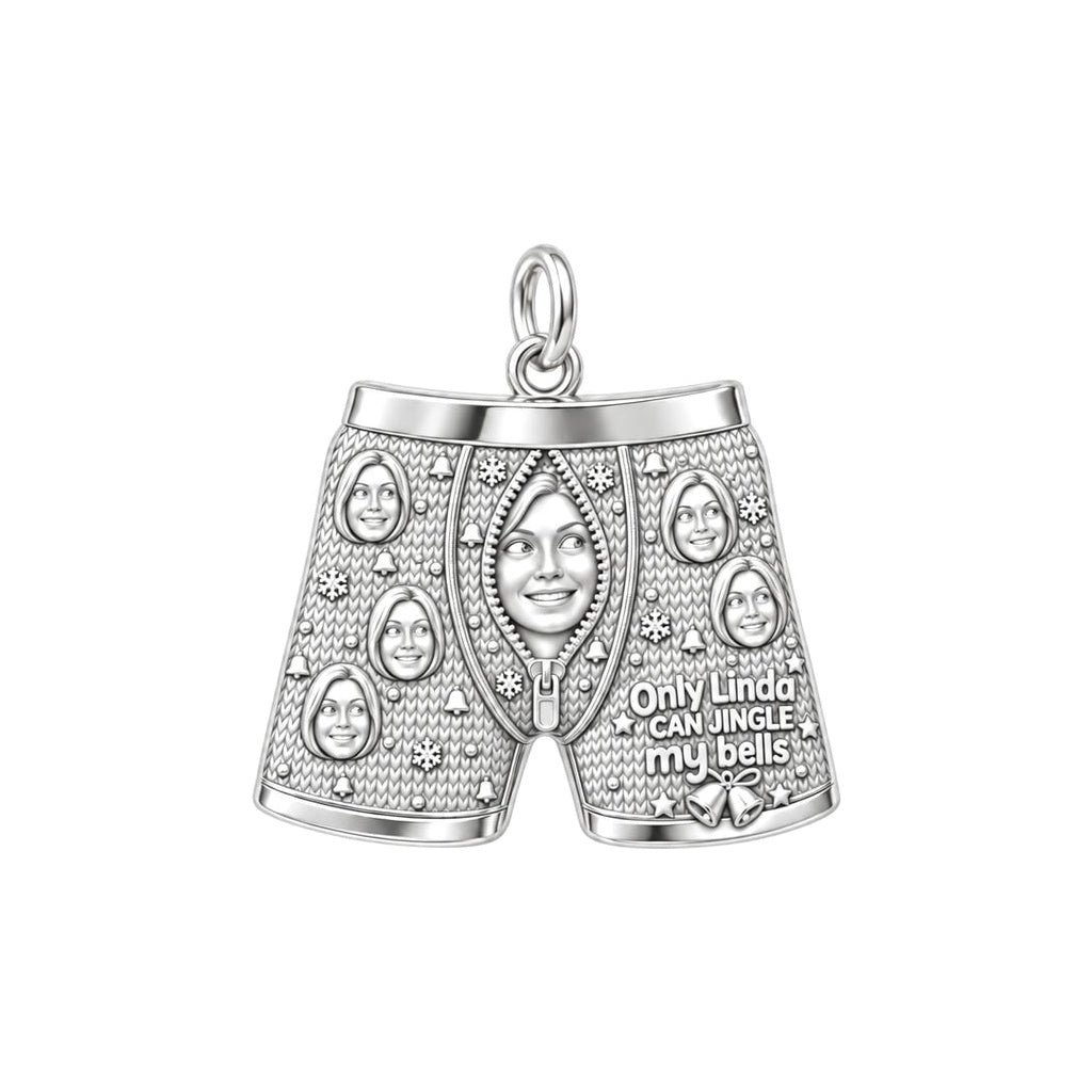 Jingle My Bells Boxer Charm Bracelet – Personalized Couple Gift – silver plated 3 cm charm, front view
