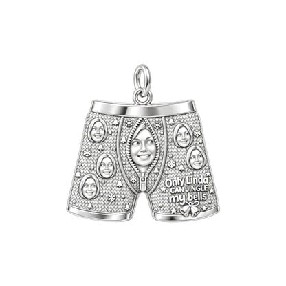 Jingle My Bells Boxer Charm Bracelet – Personalized Couple Gift – silver plated 3 cm charm, front view