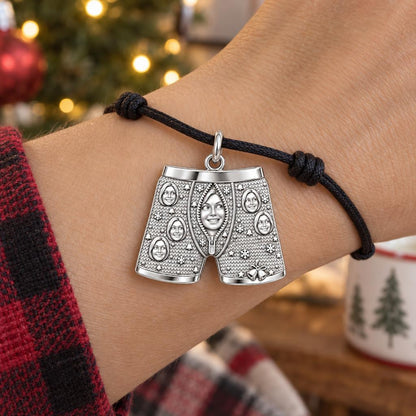 Jingle My Bells Boxer Charm Bracelet – Personalized Couple Gift – worn on the wrist on a black cord bracelet