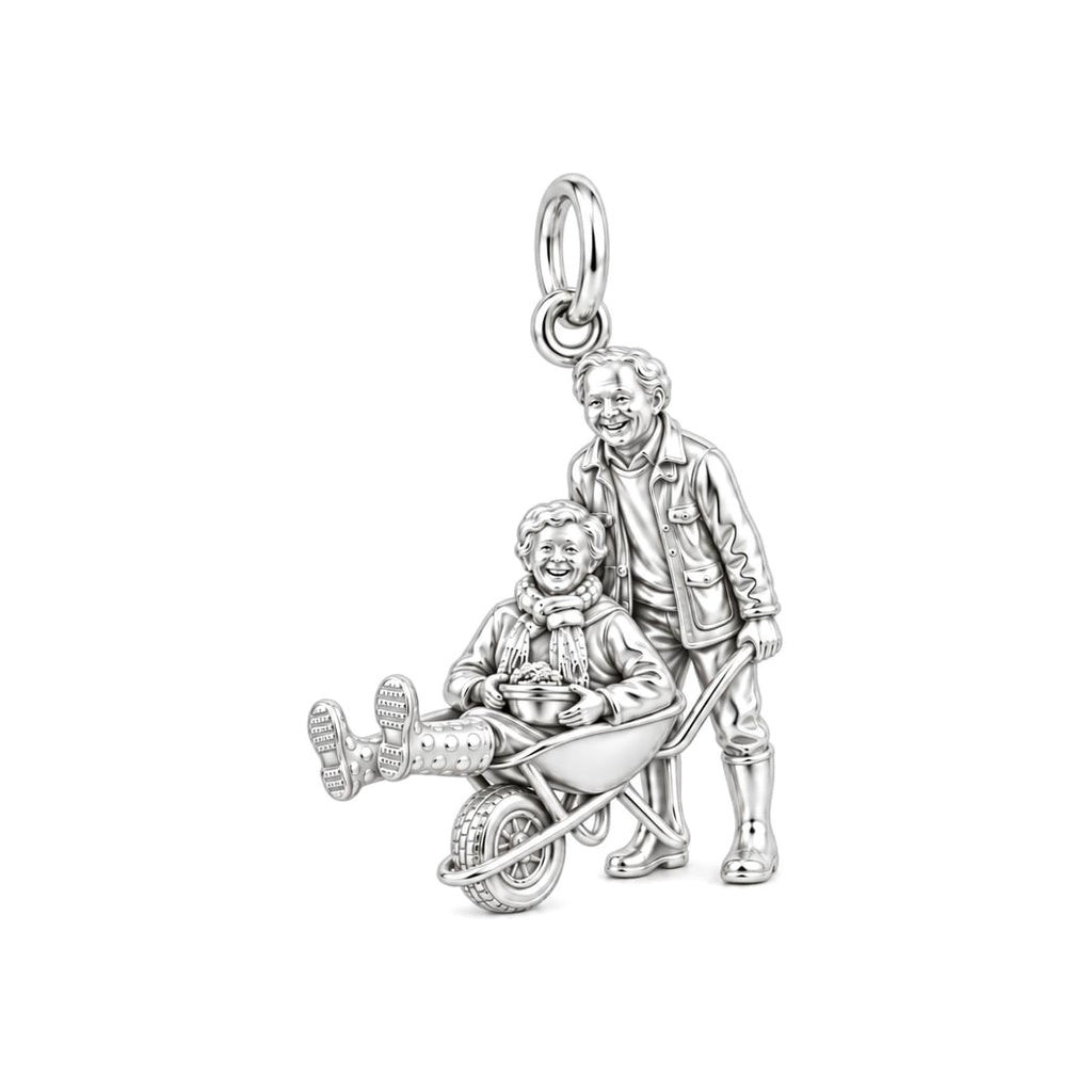 Joyful Garden Ride Charm Bracelet – Personalized Couple Gift – silver charm, front view