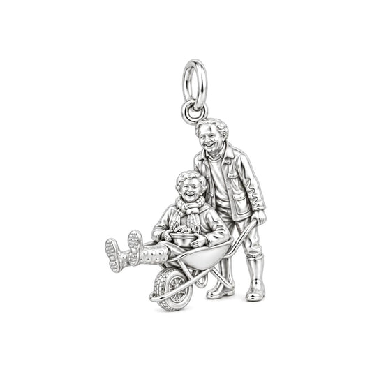 Joyful Garden Ride Charm Bracelet – Personalized Couple Gift – silver charm, front view