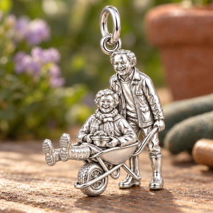 Joyful Garden Ride Charm Bracelet – Personalized Couple Gift – macro detail of the charm