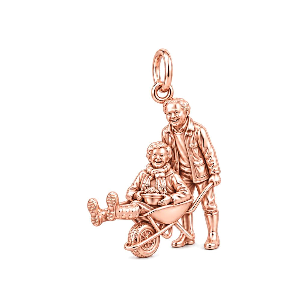 Joyful Garden Ride Charm Bracelet – Personalized Couple Gift – rose gold charm, front view