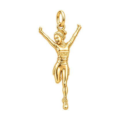 Joyful Marathon Runner Charm Bracelet – Personalized Runner Gift – 18K gold charm, front view