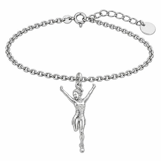 Joyful Marathon Runner Charm Bracelet Set – silver, front view