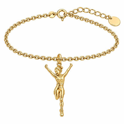 Joyful Marathon Runner Charm Bracelet Set – 18K gold, front view