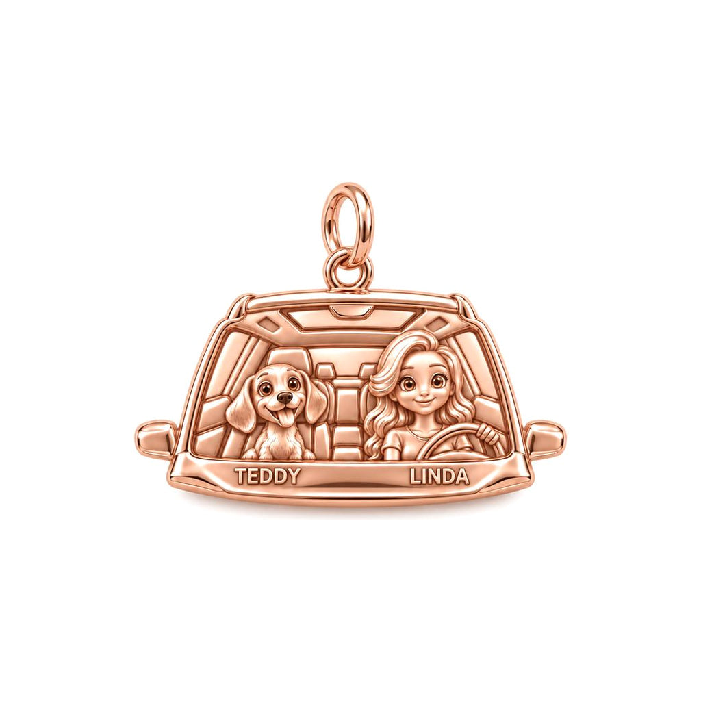 Joyride Adventure Charm Bracelet – Personalized Dog Mom Gift – rose gold charm, front view