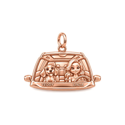 Joyride Adventure Charm Bracelet – Personalized Dog Mom Gift – rose gold charm, front view