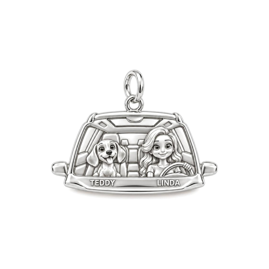 Joyride Adventure Charm Bracelet – Personalized Dog Mom Gift – silver charm, front view