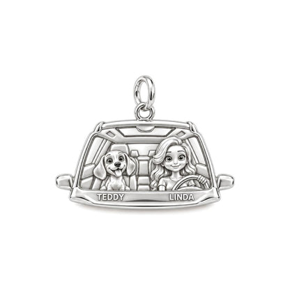 Joyride Adventure Charm Bracelet – Personalized Dog Mom Gift – silver charm, front view