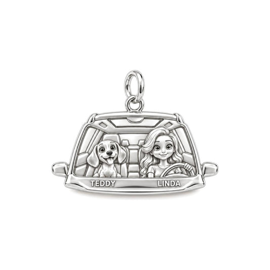 Joyride Adventure Charm Bracelet – Personalized Dog Mom Gift – silver charm, front view