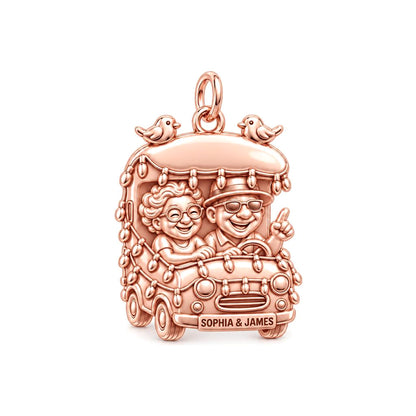 Joyride of a Lifetime Charm Bracelet – Personalized Couple G – rose gold charm, front view