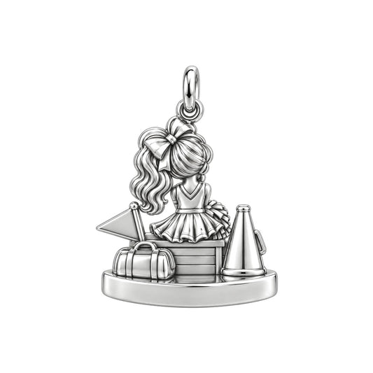 Just A Girl Who Loves Cheerleading Charm and Polyester Cord Bracelet Set – back of the charm, engraving area