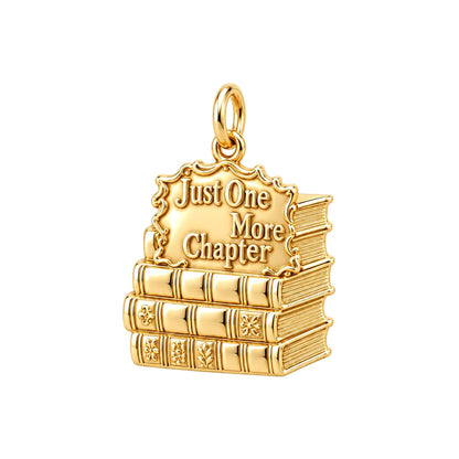 Just One More Chapter Charm Bracelet – Personalized Book Lover Gift – 18K gold plated 2 cm charm, front view