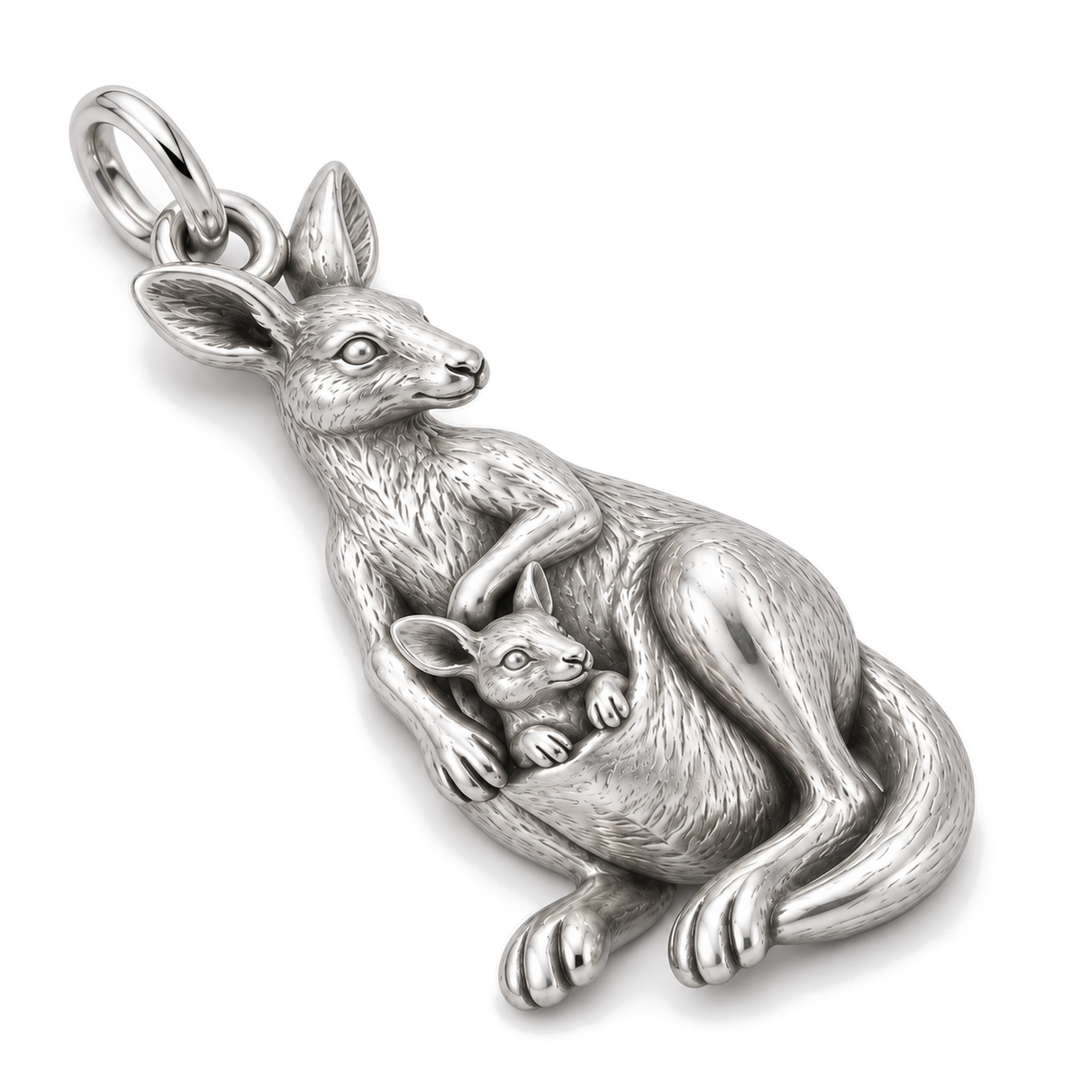 Kangaroo Cuddle Charm — Silver Super Macro | charm-topics-remaining-444-2026-09-14 | topic-386