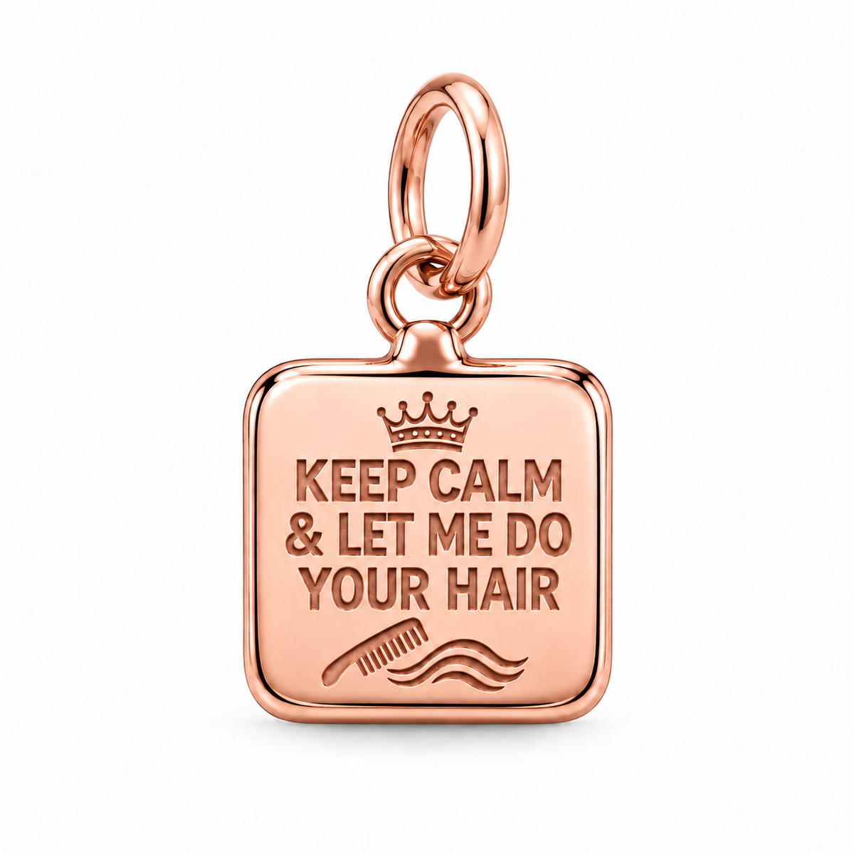 Keep Calm Hairstylist Dangle Charm | Rose Gold | sha256:5e9c2459260c979194e6e3815d452debf590e1d8bb7e26ebb06dafefa64e8010