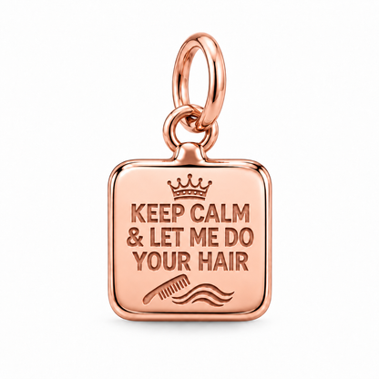 Keep Calm Hairstylist Dangle Charm | Rose Gold | sha256:5e9c2459260c979194e6e3815d452debf590e1d8bb7e26ebb06dafefa64e8010