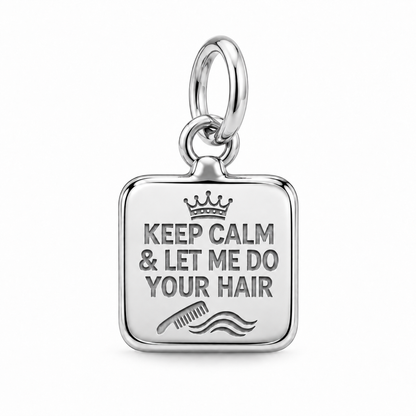 Keep Calm Hairstylist Dangle Charm | Silver | sha256:a4d3a7cfcb3c6b6b7f35eff95e9b2785d136ae7980ab060f06699485937b6fba