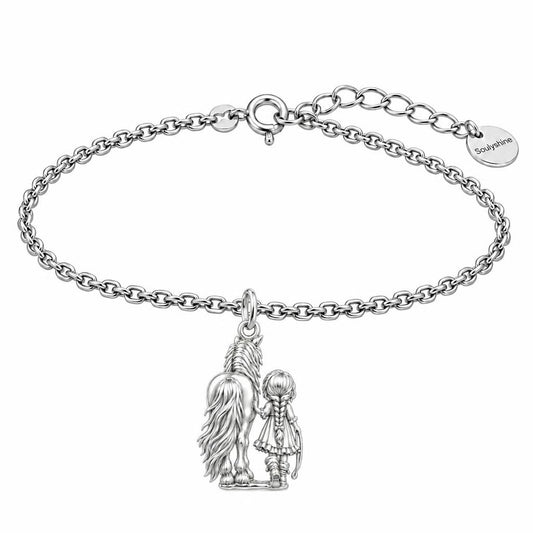 Kindred Spirits Horse and Girl Charm Bracelet Set – silver, front view