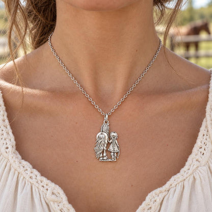 Kindred Spirits Horse and Girl Charm Necklace Set – worn / in use