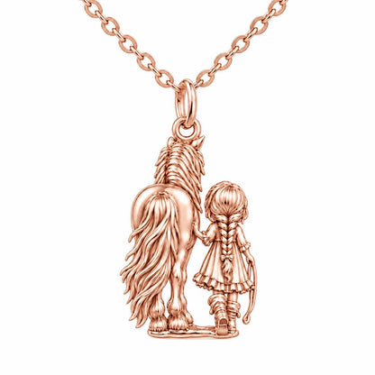 Kindred Spirits Horse and Girl Charm Necklace Set – rose gold, front view