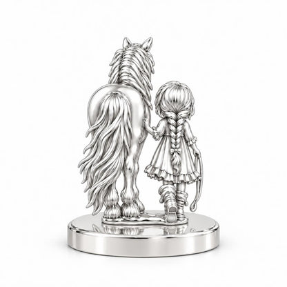 Kindred Spirits Horse and Girl Keepsake Plaque – silver, front view
