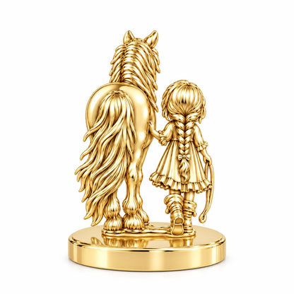 Kindred Spirits Horse and Girl Keepsake Plaque – 18K gold, front view