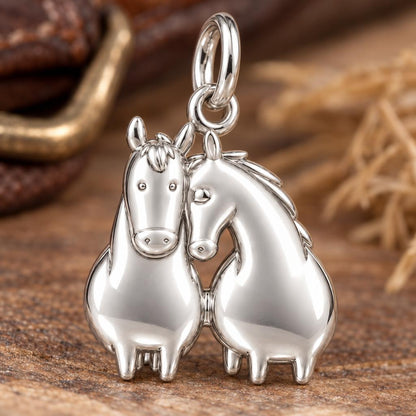 Kindred Spirits Horses Charm Bracelet – Personalized Horse Lover Gift – macro detail of the charm