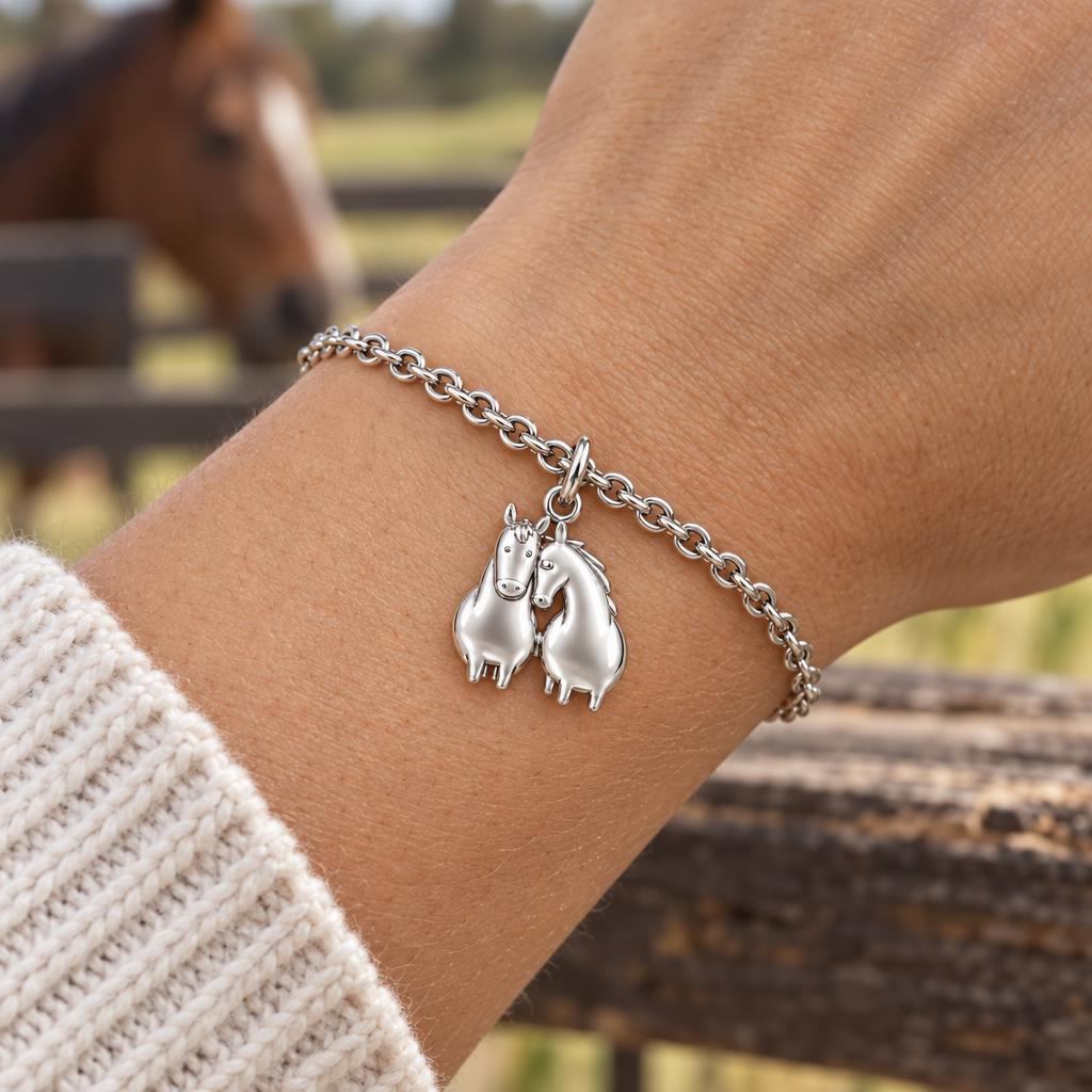 Kindred Spirits Horses Charm Bracelet Set – worn / in use