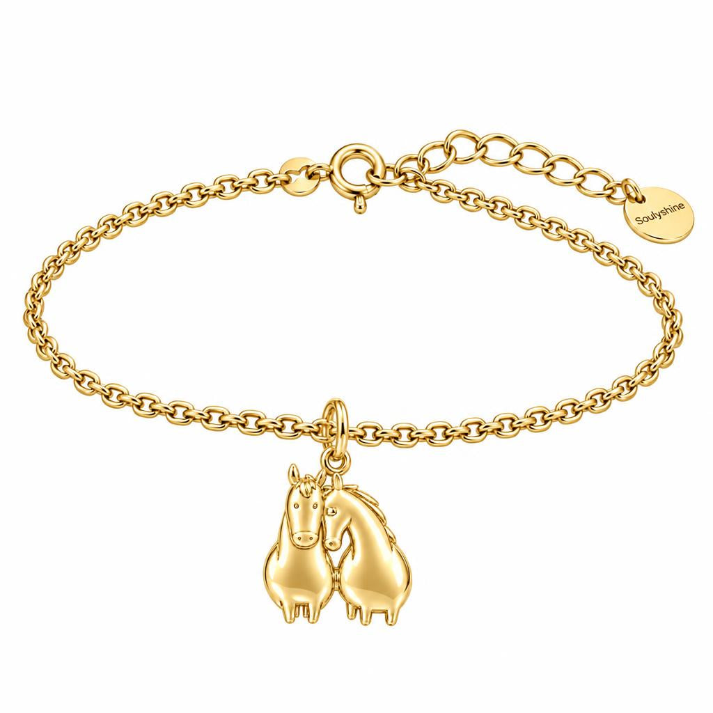 Kindred Spirits Horses Charm Bracelet Set – 18K gold, front view