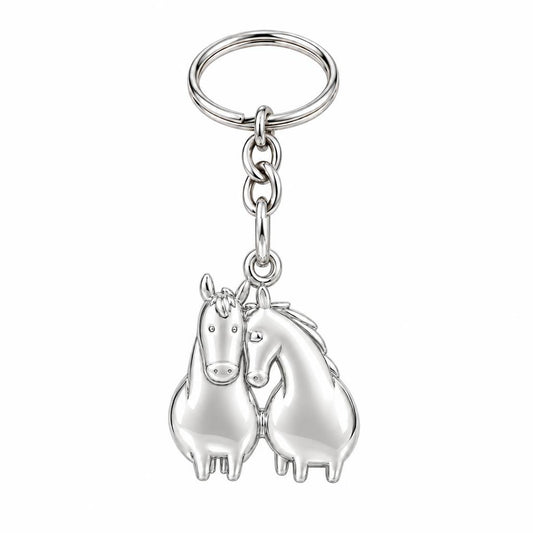 Kindred Spirits Horses Charm Keychain – silver, front view