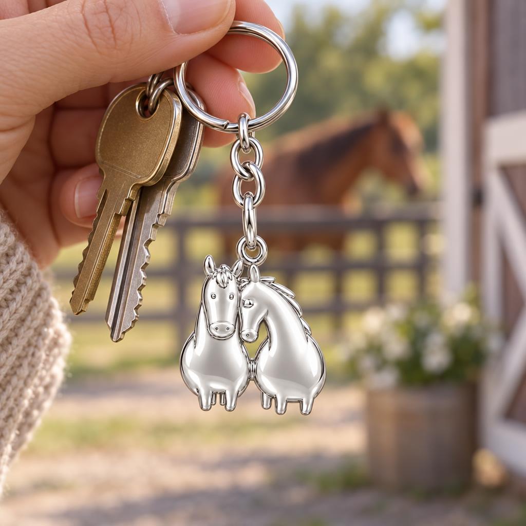 Kindred Spirits Horses Charm Keychain – worn / in use