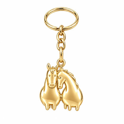 Kindred Spirits Horses Charm Keychain – 18K gold, front view