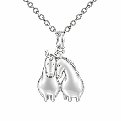 Kindred Spirits Horses Charm Necklace Set – silver, front view