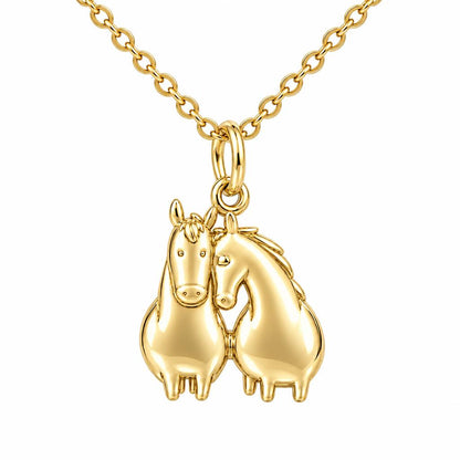 Kindred Spirits Horses Charm Necklace Set – 18K gold, front view
