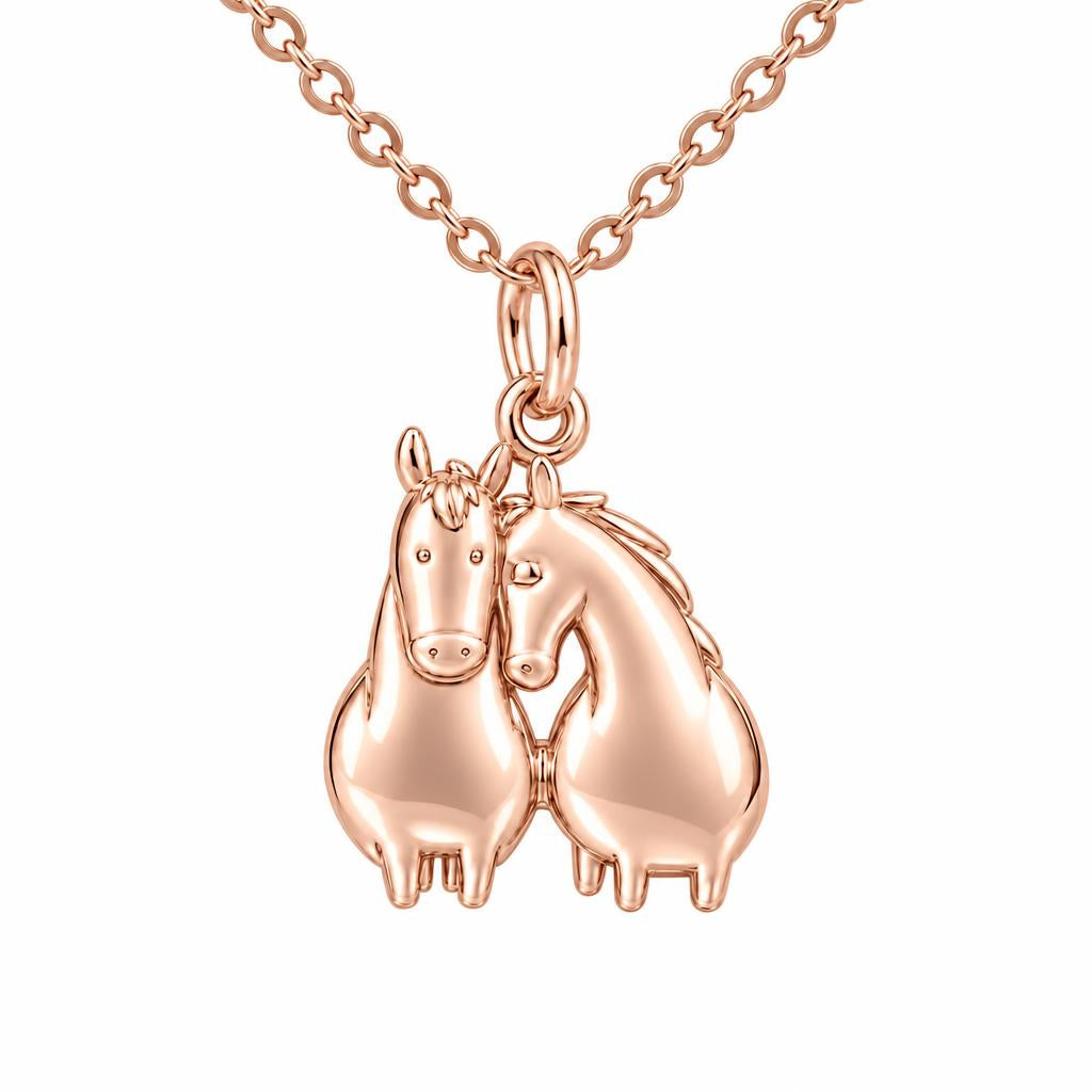 Kindred Spirits Horses Charm Necklace Set – rose gold, front view