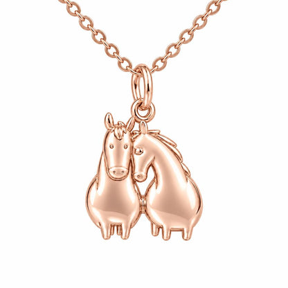 Kindred Spirits Horses Charm Necklace Set – rose gold, front view