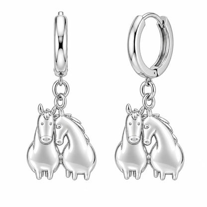 Kindred Spirits Horses Huggie Charm Earrings – silver, front view