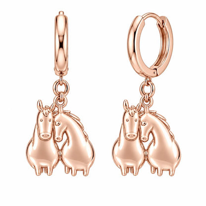 Kindred Spirits Horses Huggie Charm Earrings – rose gold, front view
