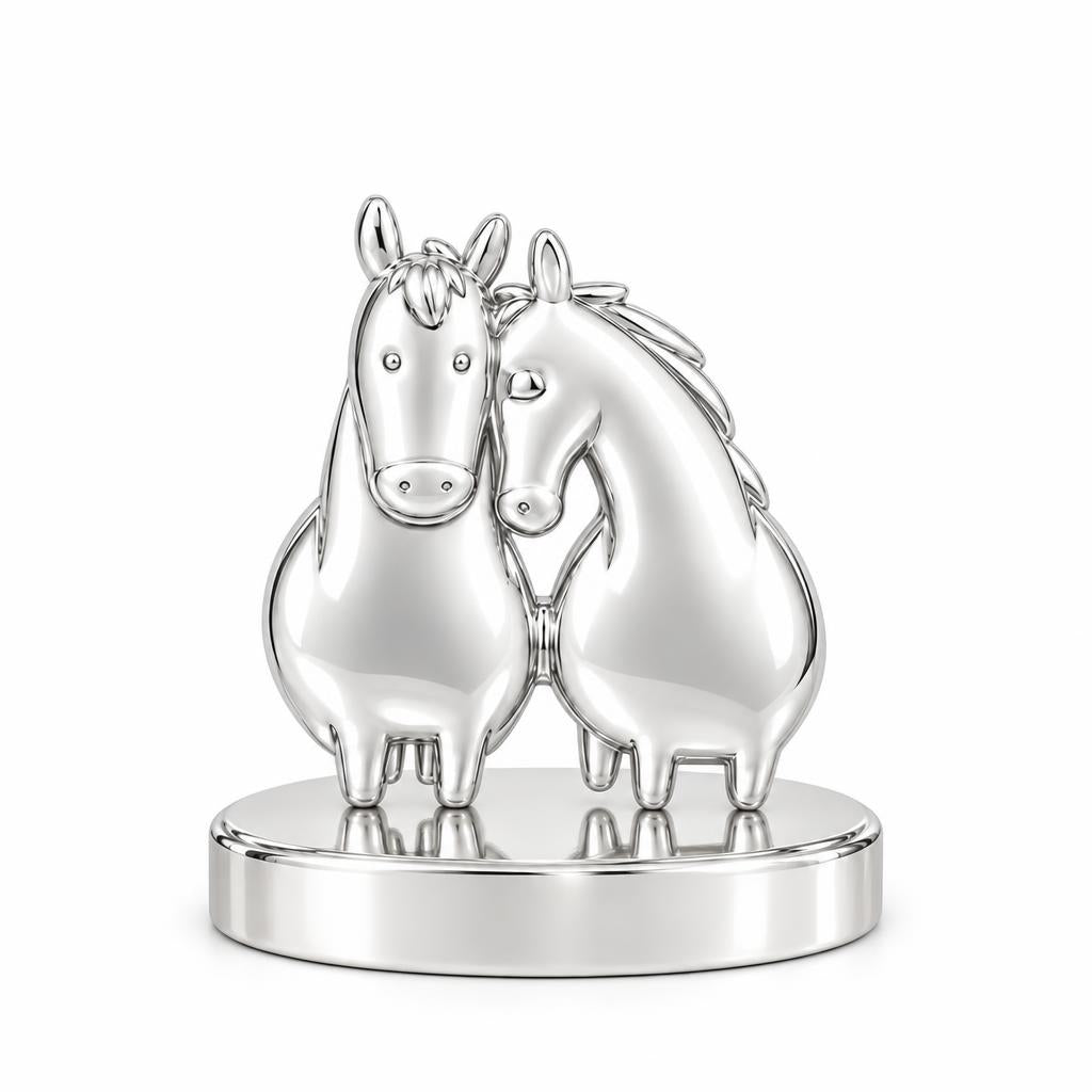 Kindred Spirits Horses Keepsake Plaque – silver, front view