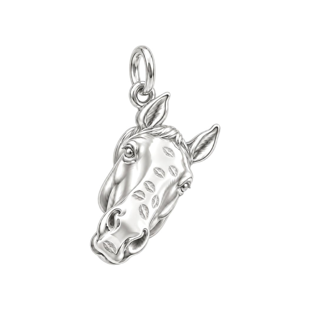 Kisses for My Horse Charm Bracelet – Personalized Horse Mom Gift – silver charm, front view